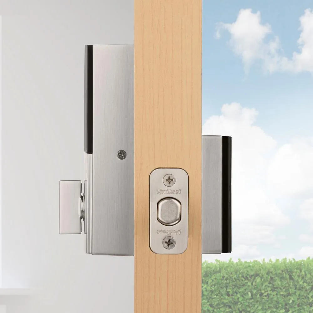 Kwikset Obsidian Satin Nickel Keyless Electronic Touchscreen Deadbolt with Halifax Passage Lever, photo 7 of 8