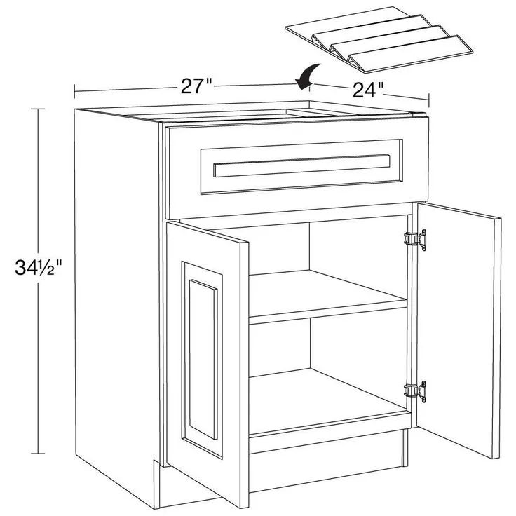 Home Decorators Collection Grayson 27 in. W x 24 in. D x 34.5 in. H Assembled Plywood Base Kitchen Cabinet in Mythic Blue with Spice Soft Close, photo 4 of 5