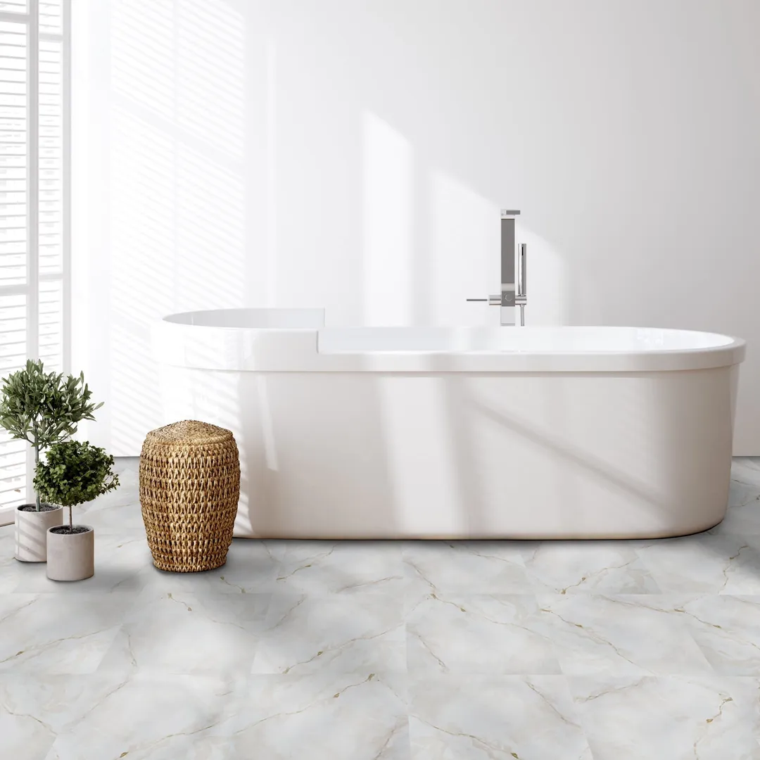 Achim Nexus Self-Adhesive Vinyl Floor Tile, 12 x 12 in, 1.2 mm, Classic White with Grey Veins – 20 Tiles (20 sq ft), photo 2 of 6