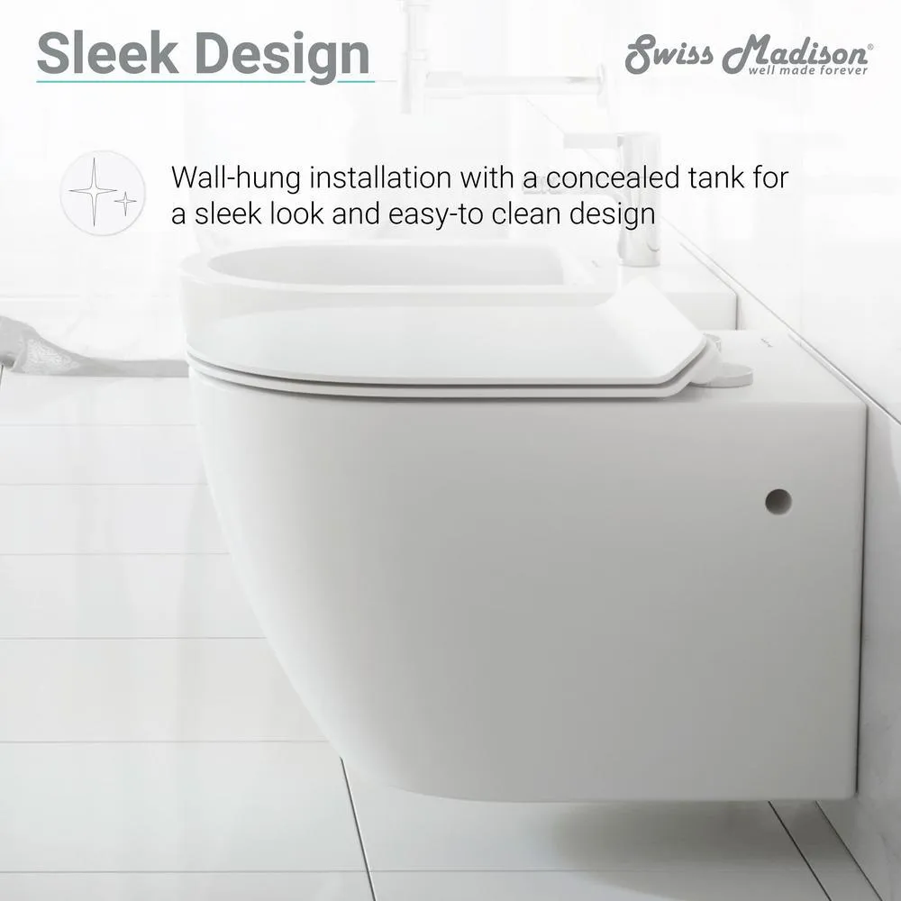 Swiss Madison St. Tropez Wall Hung Toilet Bowl 0.8/1.28 GPF Dual Flush Elongated in White, photo 11 of 11