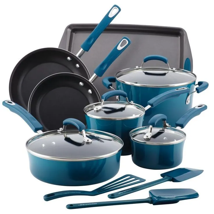 Classic Brights 14-Piece Aluminum Nonstick Cookware Set in Cranberry Red Gradient, photo 4 of 10
