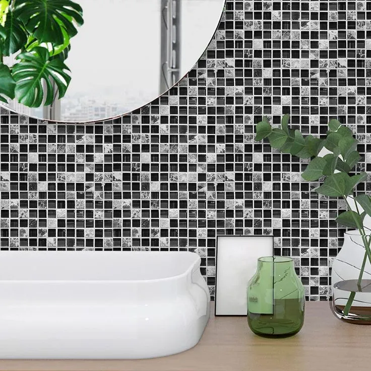 UKAP 10Pcs Mosaic Pattern Waterproof Wall Tile Stickers Peel and Stick Tile Kitchen Backsplash Wallpaper Sticker 15x15cm/20x20cm, photo 9 of 9
