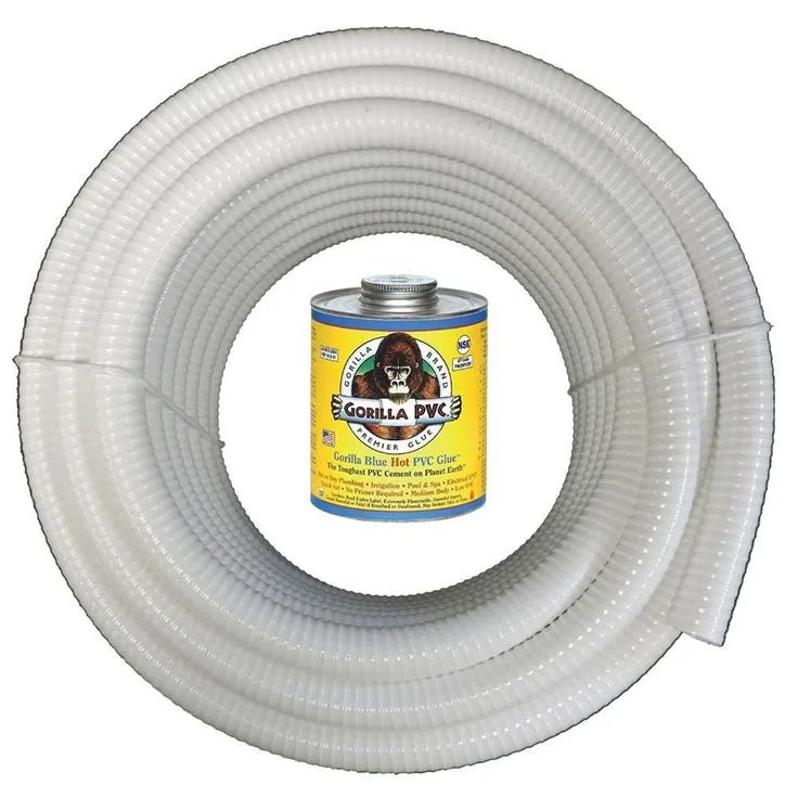 HYDROMAXX 1 1/2 in. x 100 ft. White PVC Schedule 40 Flexible Pipe with Gorilla Glue, photo 3 of 6