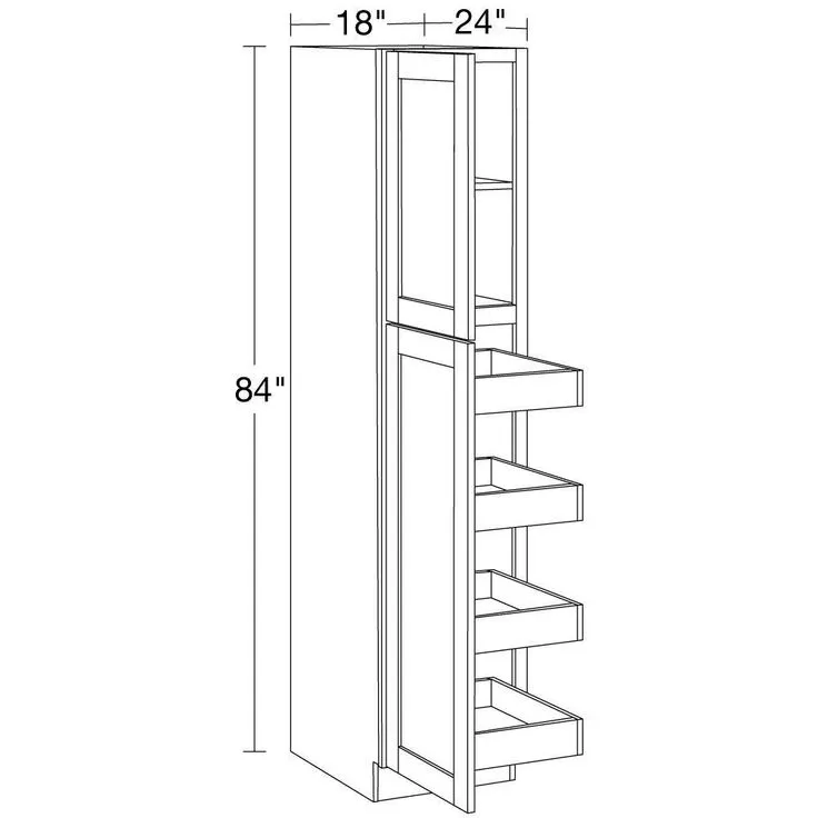 Home Decorators Collection Washington 18 in. W x 24 in. D x 84 in. H Assembled Plywood Pantry Kitchen Cabinet in Onyx with 4ROT Soft Close LH, photo 5 of 5