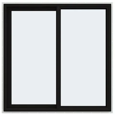 FiniShield V-4500 59-1/2 × 47-1/2 × 3 in Jamb Left-operable Vinyl Black Sliding Window Full Screen Included