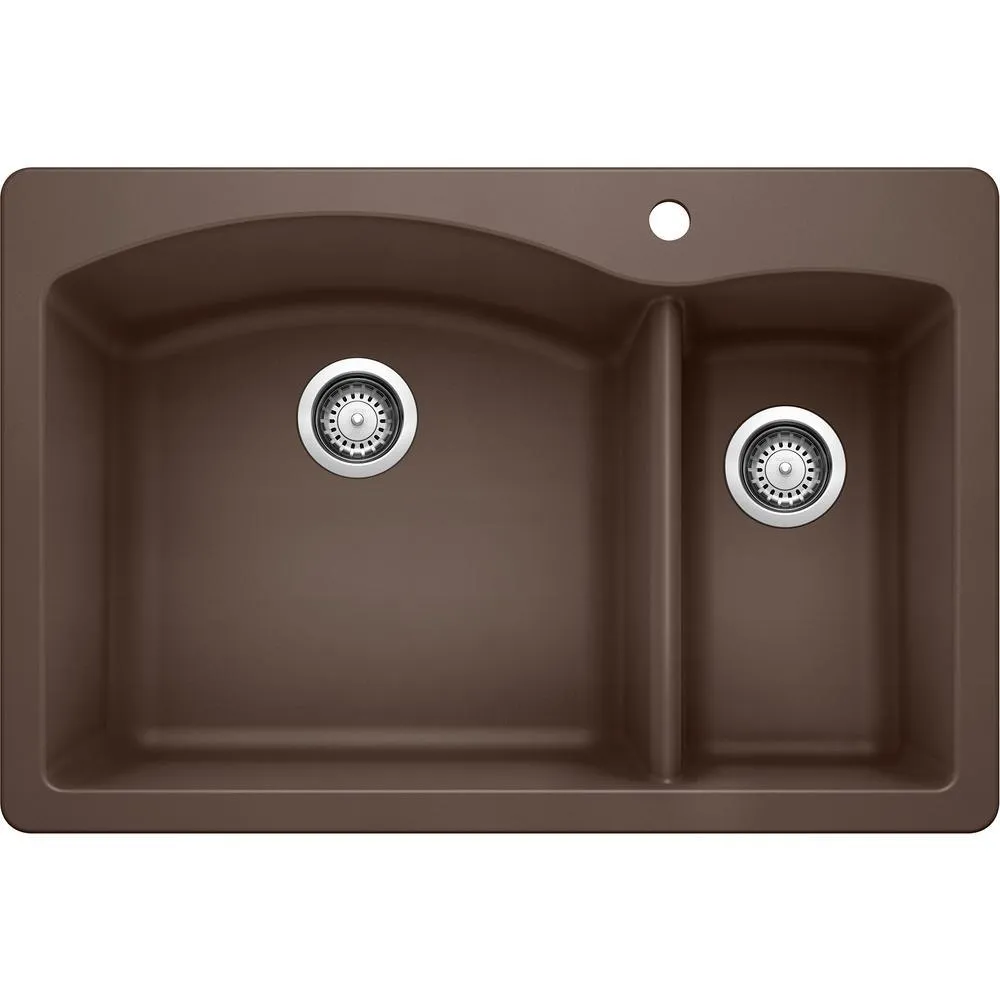 DIAMOND Dual Mount Granite Composite 33 in. 1-Hole 70/30 Double Bowl Kitchen Sink in Metallic Gray, photo 7 of 10