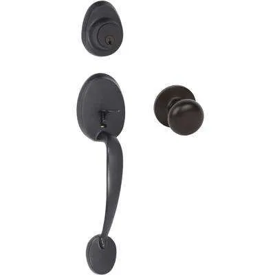 Italian Collection Briona Single Cylinder Edged Bronze Door Handleset with Artino Interior Left-Hand