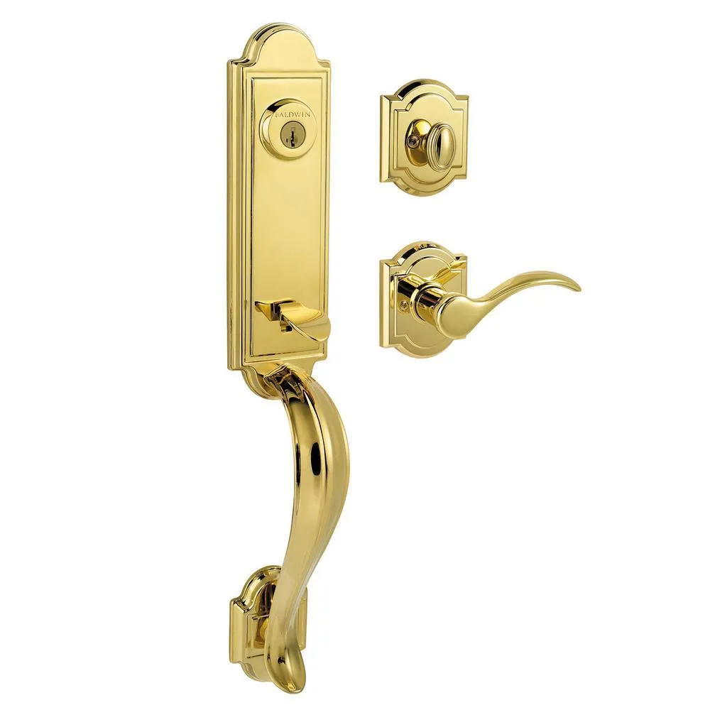 Prestige Avendale Single Cylinder Lifetime Polished Brass Door Handleset & Arch Rose Tobin Door Lever feat SmartKey, photo 7 of 12