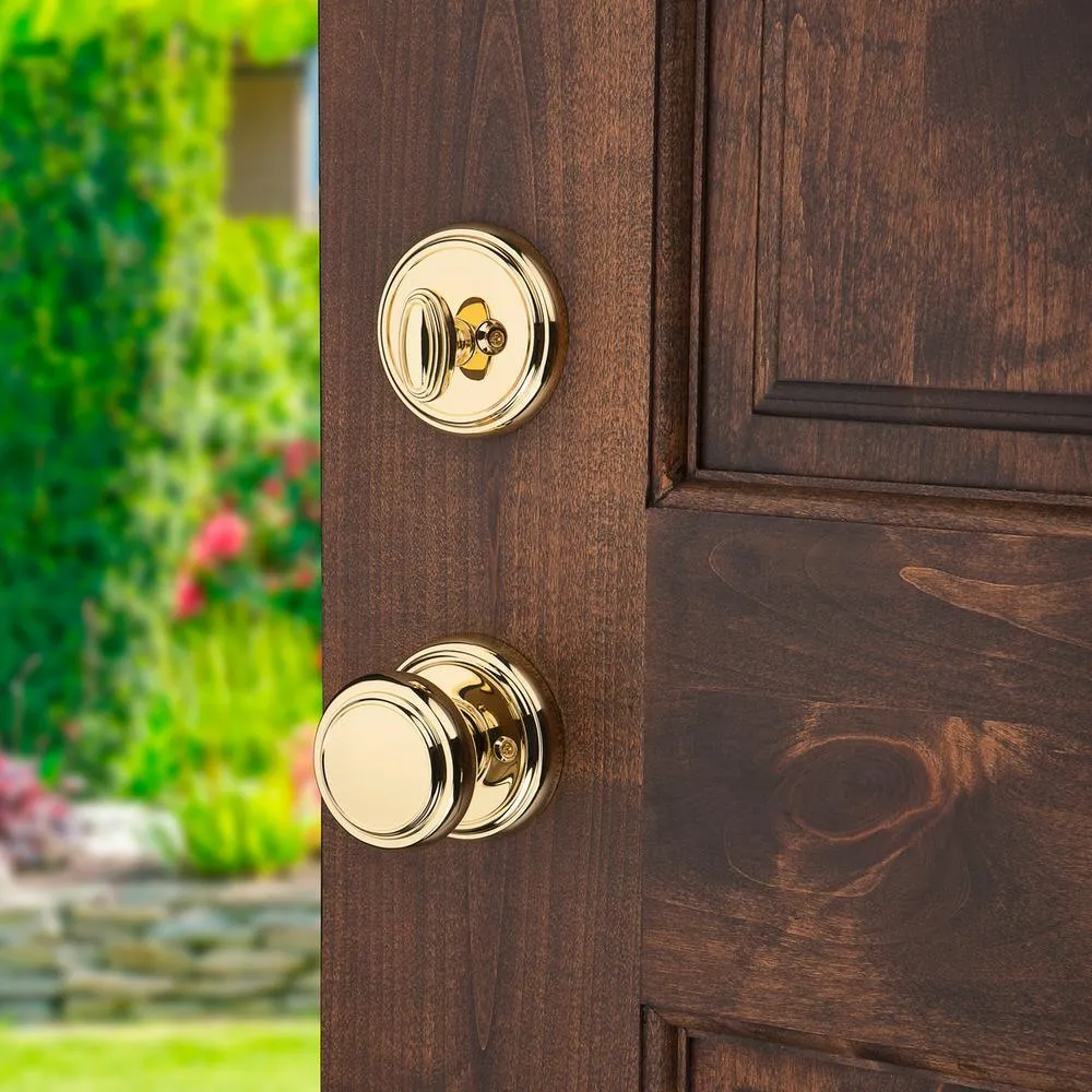 Prestige Avendale Single Cylinder Lifetime Polished Brass Door Handleset with Alcott Door Knob feat SmartKey Security, photo 7 of 11