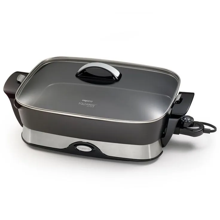 Presto 16 in. x 12 in. (118 sq. in.) Black Cast Aluminum Foldaway Electric Skillet with Glass Lid, photo 3 of 5