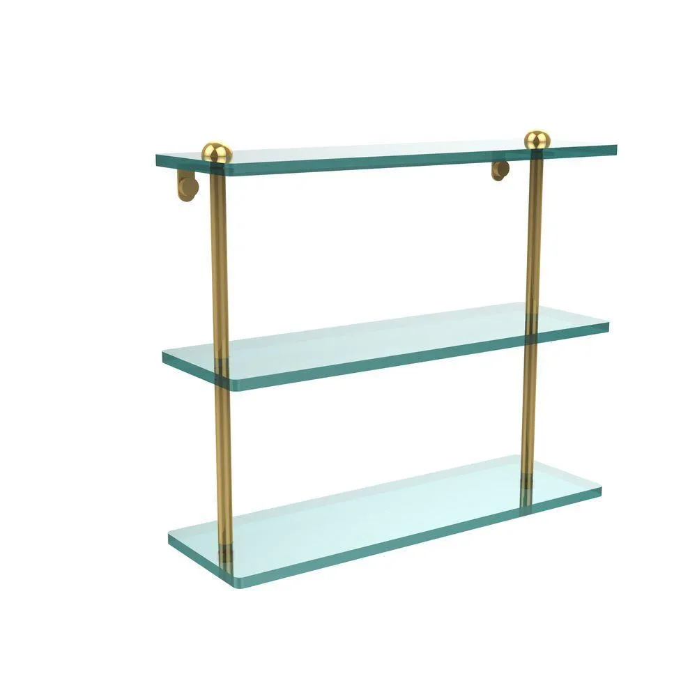 Allied Brass 16 in. L x 15 in. H x 5 in. W 3-Tier Clear Glass Bathroom Shelf in Antique Pewter, photo 7 of 14