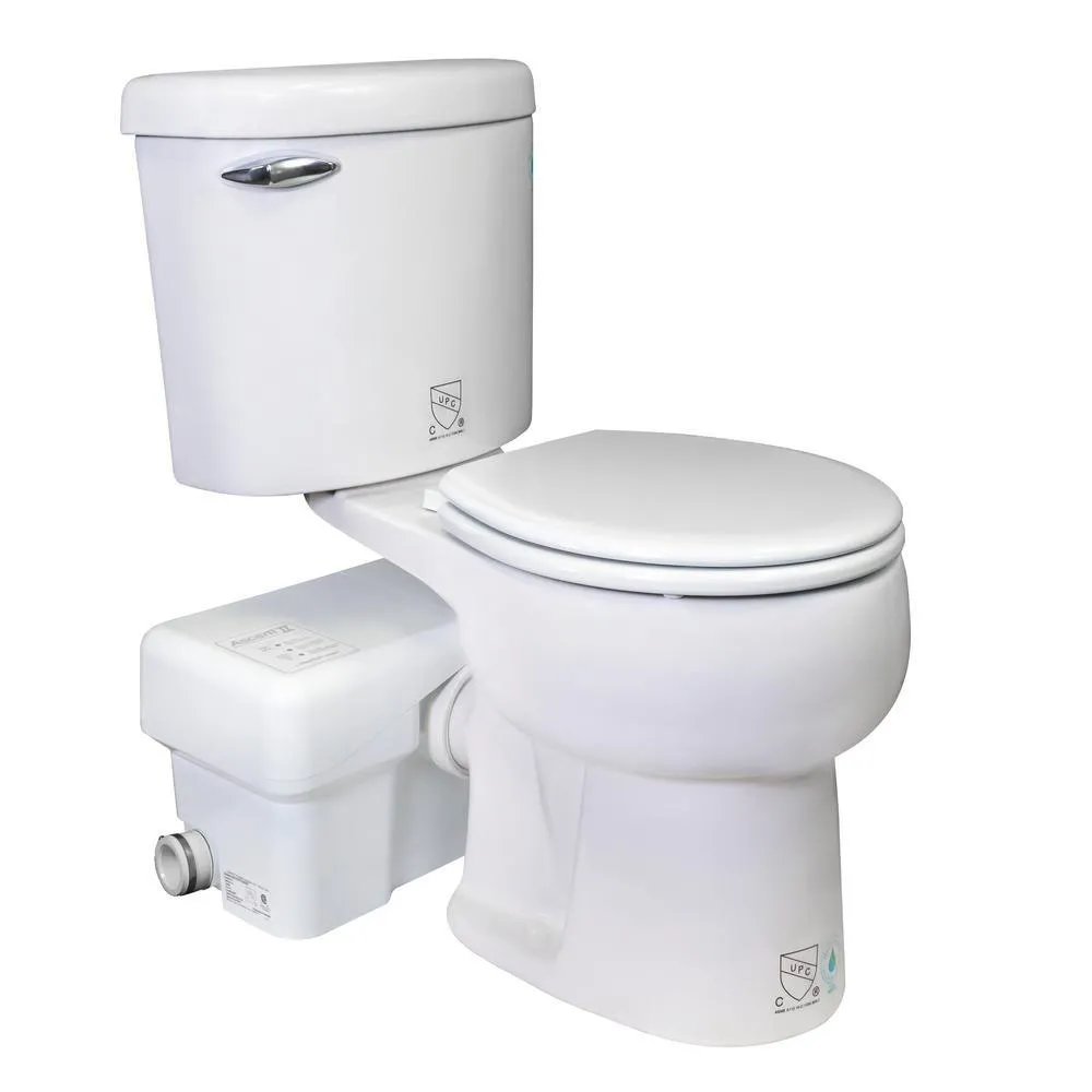 Ascent II 2-Piece 1.28 GPF Single Flush Elongated Macerating Toilet in White, photo 2 of 3