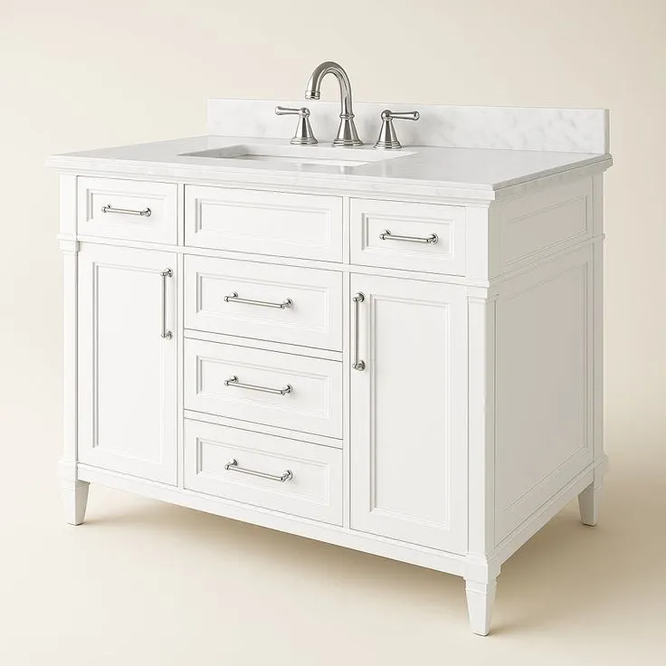 Aberdeen 36 in. W x 22 in. D Single Bath Vanity in White with Carrara Marble Top with White Sink, photo 27 of 27