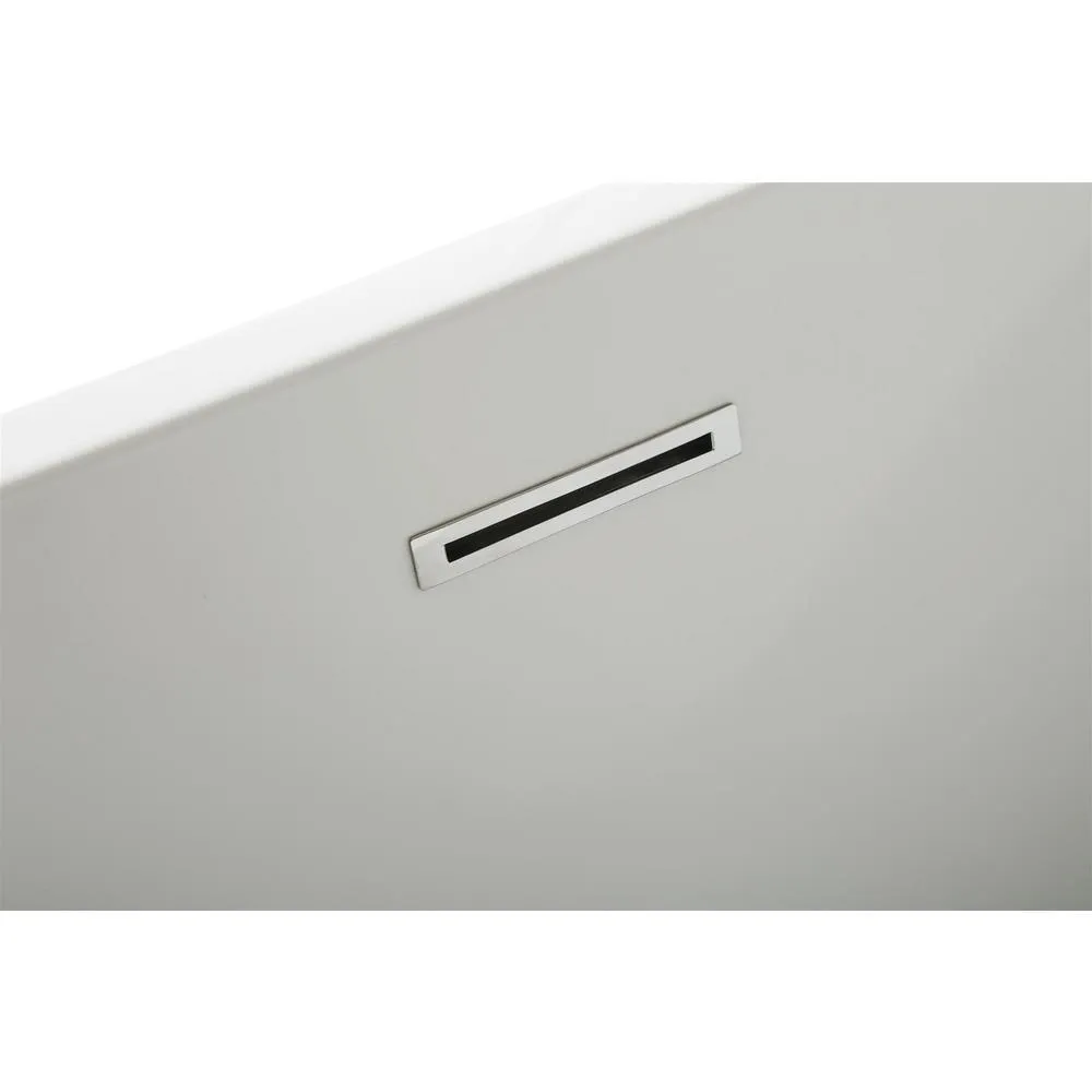 67 in. Acrylic Center Drain Rectangle Flat Bottom Freestanding Bathtub in White, photo 5 of 7