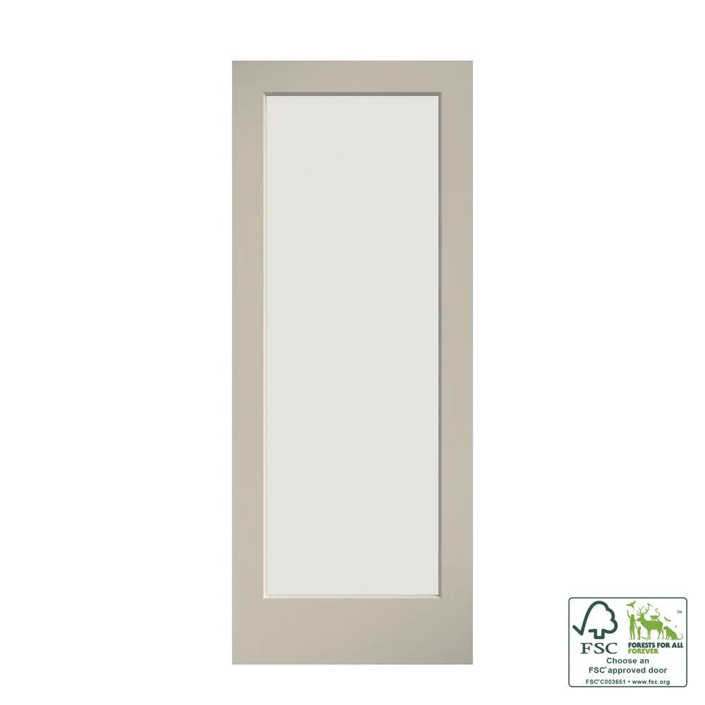 28 in. x 80 in. 1-Lite Clear Glass True Divided White Finished Solid Core Wood French Interior Door Slab, photo 12 of 12