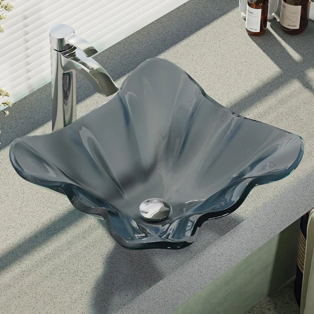 Glass Vessel Sink in Frosted with R9-7006 Faucet and Pop-Up Drain in Chrome, photo 13 of 14