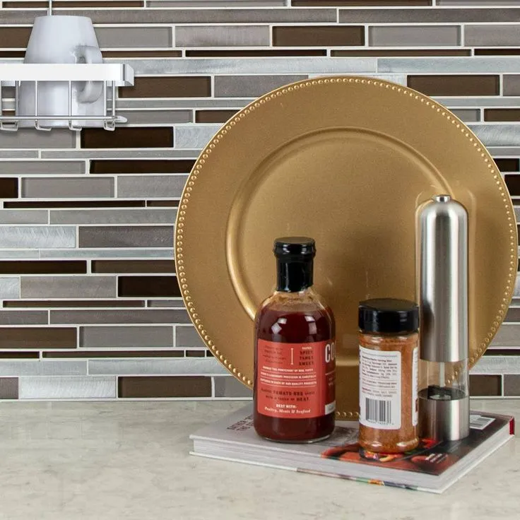 MSI Madison Avenue Interlocking 12 in. x 12 in. x 8mm Glass Metal Mosaic Wall Tile (1 sq. ft.), photo 7 of 8
