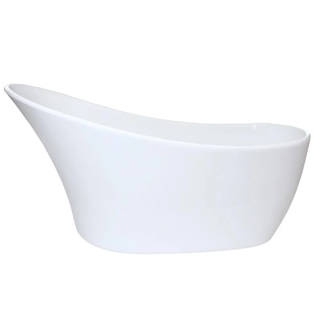 63 in. Acrylic Reversible Drain Oval Slipper Flatbottom Freestanding Bathtub in White, photo 5 of 9