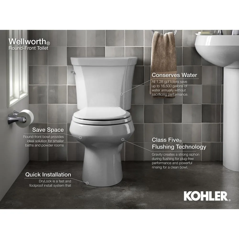 Wellworth Classic 2-Piece 1.28 GPF Single Flush Round Front Toilet with Class Five Flushing Technology in Black, photo 3 of 12