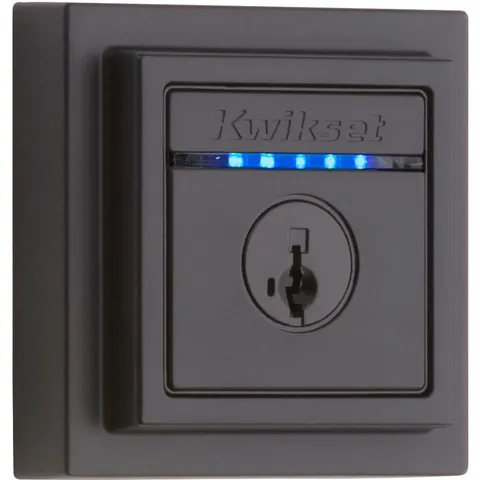 Kevo 2nd Gen Contemporary Square Matte Black Single Cylinder Touch-to-Open Bluetooth Smart Lock Deadbolt