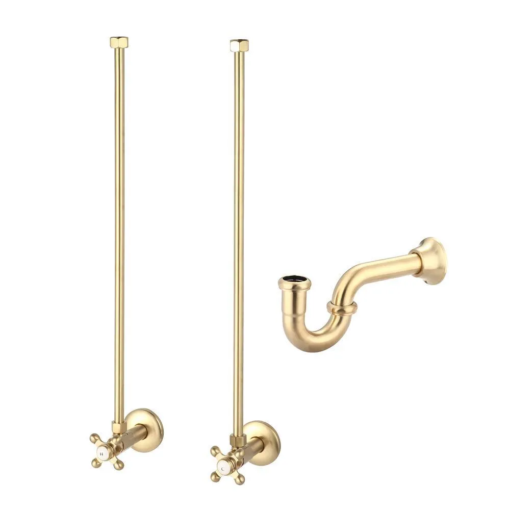 Water Creation Empire 30 in. Acrylic Wash Stand with Satin Brass P-Trap Kit, Faucet, Marble Counter Top, and White Basin, photo 2 of 8
