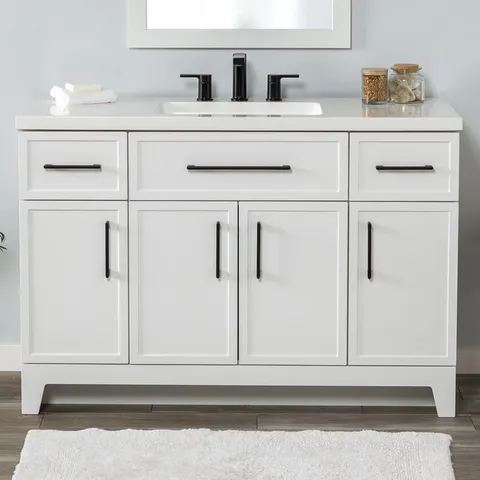 Potter 48-in White Single Sink Bathroom Vanity with White Cultured Marble Top
