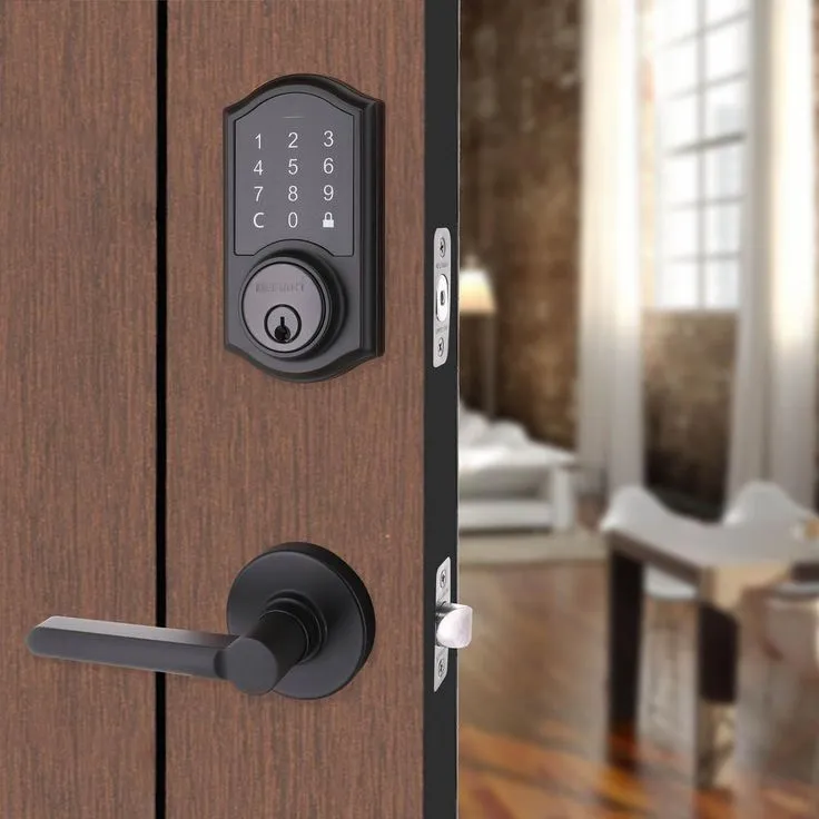 Defiant Castle Matte Black Touchpad Single Cylinder Deadbolt with Tonbridge Hall and Closet Door Lever Combo Pack, photo 4 of 9