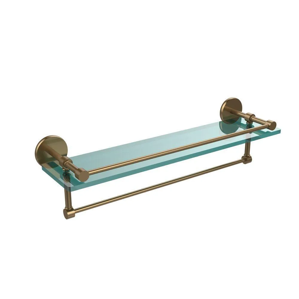 22 in. L x 5 in. H x 5 in. W Gallery Clear Glass Bathroom Shelf with Towel Bar in Satin Nickel, photo 11 of 14