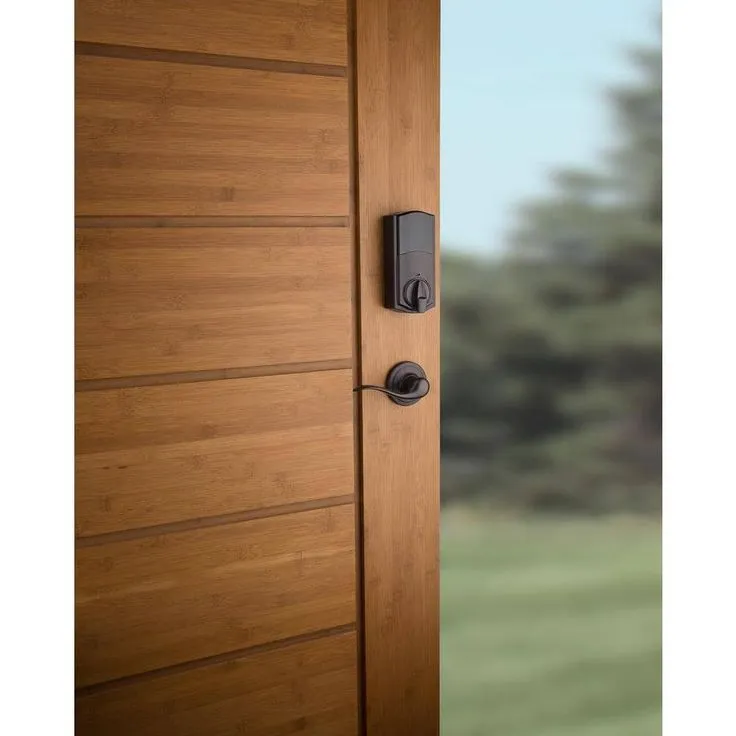 Kwikset SmartCode 913 Touchpad Venetian Bronze Single Cylinder Electronic Deadbolt with Avalon Handleset and Tustin Lever, photo 6 of 8