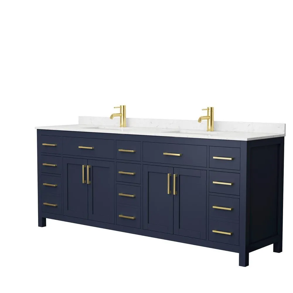 Beckett 72 in. W x 22 in. D Double Bath Vanity in Dark Gray with Cultured Marble Vanity Top in Carrara with White Basins, photo 9 of 53