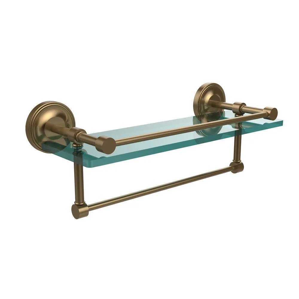 Allied Brass 16 in. L x 5 in. H x 5 in. W Gallery Clear Glass Bathroom Shelf with Towel Bar in Polished Nickel, photo 14 of 14