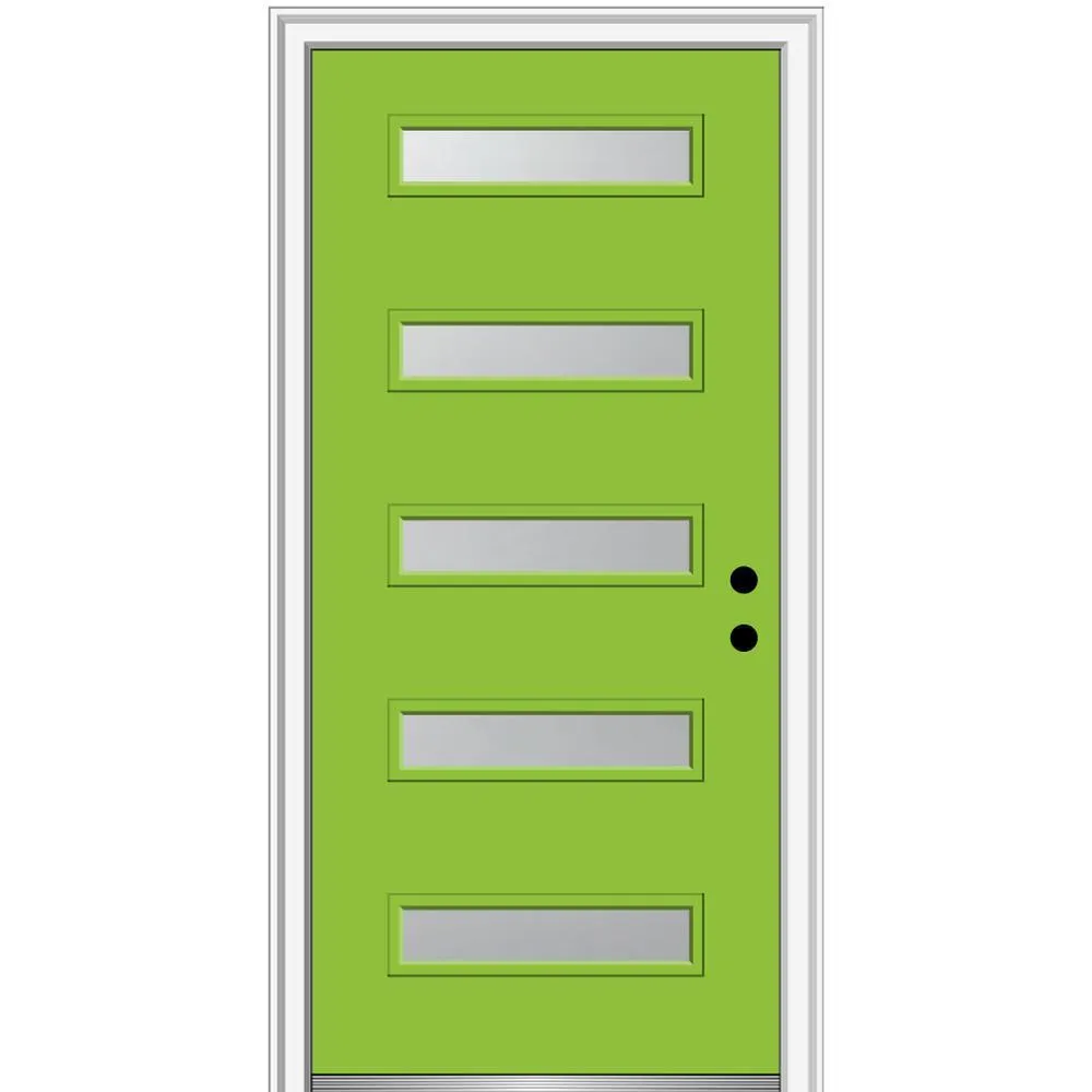 MMI Door 36 in. x 80 in. Davina Right-Hand Inswing 5-Lite Frosted Glass Painted Steel Prehung Front Door on 4-9/16 in. Frame, photo 13 of 42