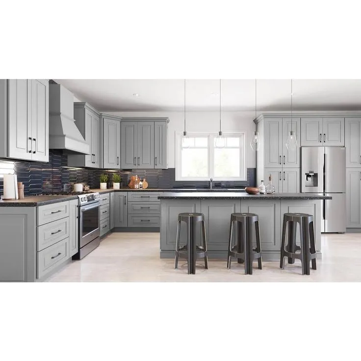 Home Decorators Collection Grayson 18 in. W x 24 in. D x 90 in. H Assembled Plywood Pantry Kitchen Cabinet in Pearl Gray with 4ROT Soft Close RH, photo 4 of 6