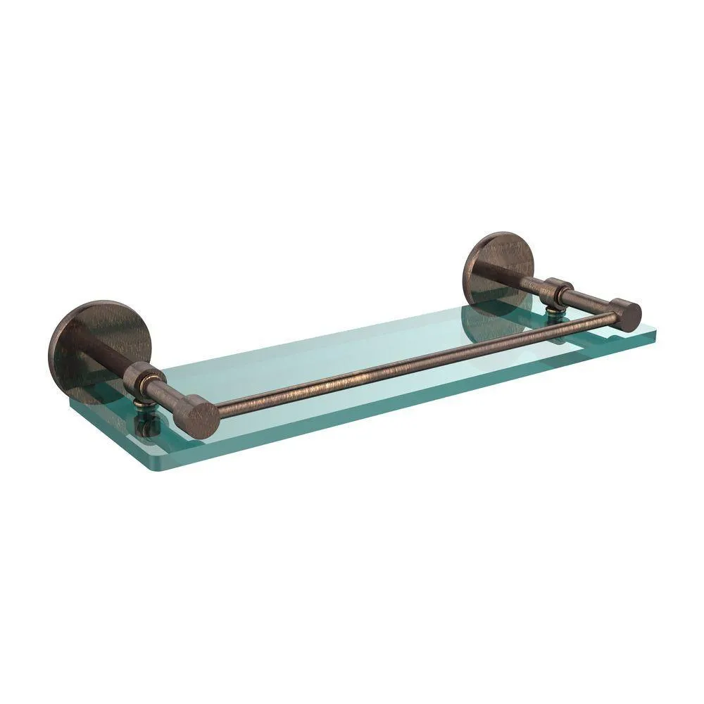 Allied Brass 16 in. L x 3 in. H x 5 in. W Clear Glass Bathroom Shelf with Gallery Rail in Oil Rubbed Bronze, photo 16 of 17