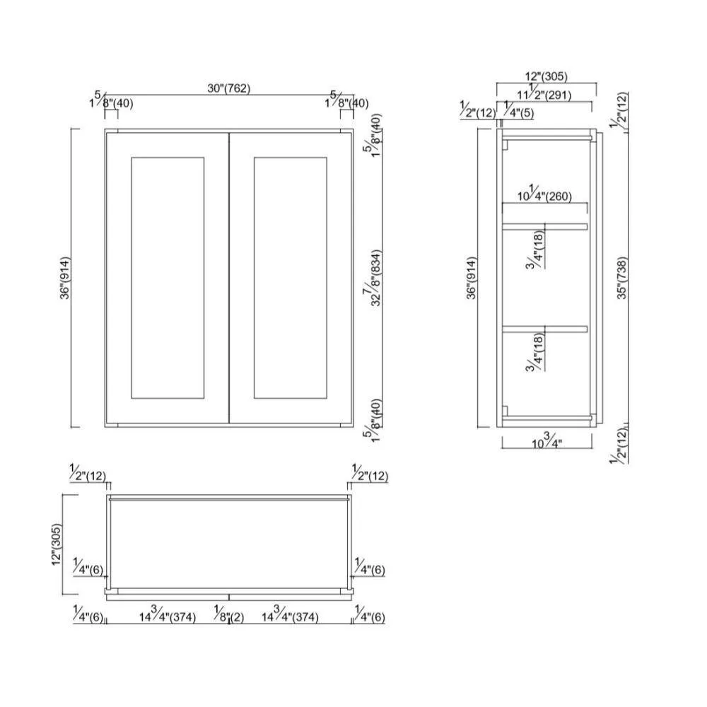 Brookings Plywood Ready to Assemble Shaker 30x36x12 in. 2-Door Wall Kitchen Cabinet in Espresso, photo 2 of 3