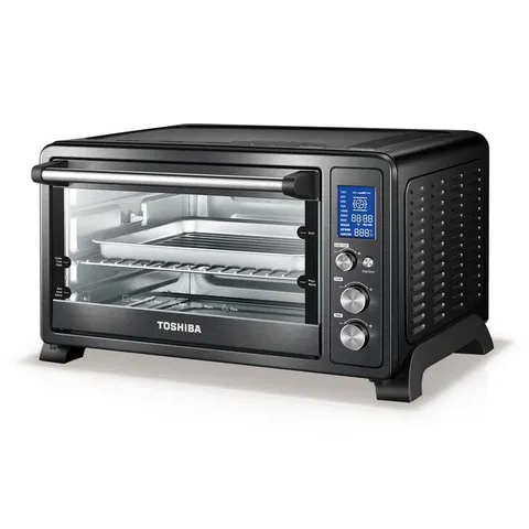 Digital 1500 W 6-Slice Black Convection Toaster Oven with Temperature Control