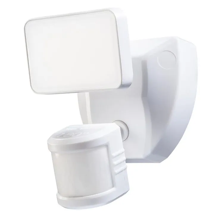 SECUR360 Wi-Fi Connected White Wired Single Head Voice Activated Motion Activated Outdoor LED Security Flood Light 1200 Lumens, photo 2 of 6