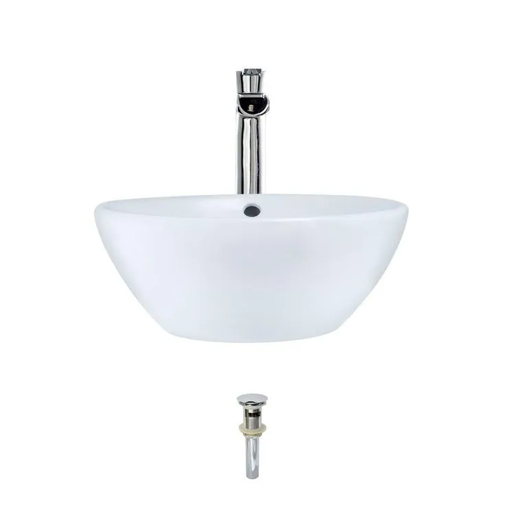 MR Direct Porcelain Vessel Sink in White with 731 Faucet and Pop-Up Drain in Chrome, photo 7 of 9