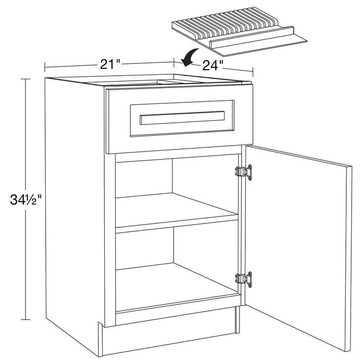 Home Decorators Collection Grayson 21 in. W x 24 in. D x 34.5 in. H Assembled Plywood Base Kitchen Cabinet in Mythic Blue with Knife Block RH, photo 4 of 5