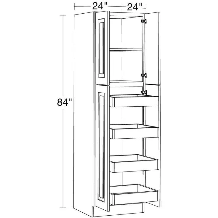 Home Decorators Collection Grayson 24 in. W x 24 in. D x 84 in. H Assembled Plywood Pantry Kitchen Cabinet in Pearl Gray with 4ROT Soft Close, photo 6 of 6