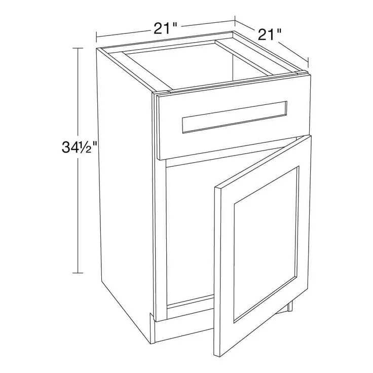 Home Decorators Collection Newport Blue Painted Plywood Shaker Assembled Sink Base Kitchen Cabinet Soft Close 21 in W x 21 in D x 34.5 in H, photo 4 of 6