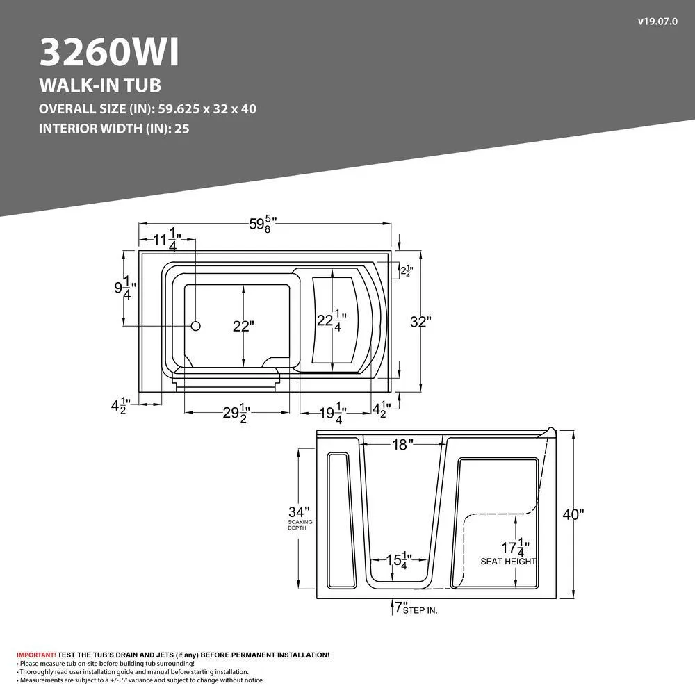 Universal Tubs Safe Premier 59.6 in. x 60 in. x 32 in. Right-Drain Walk-In Air & Whirlpool Bathtub in White, photo 4 of 17