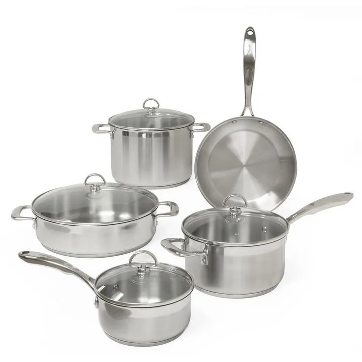 Induction 21 Steel 9-Piece Stainless Steel Cookware Set in Brushed Stainless Steel, photo 2 of 7