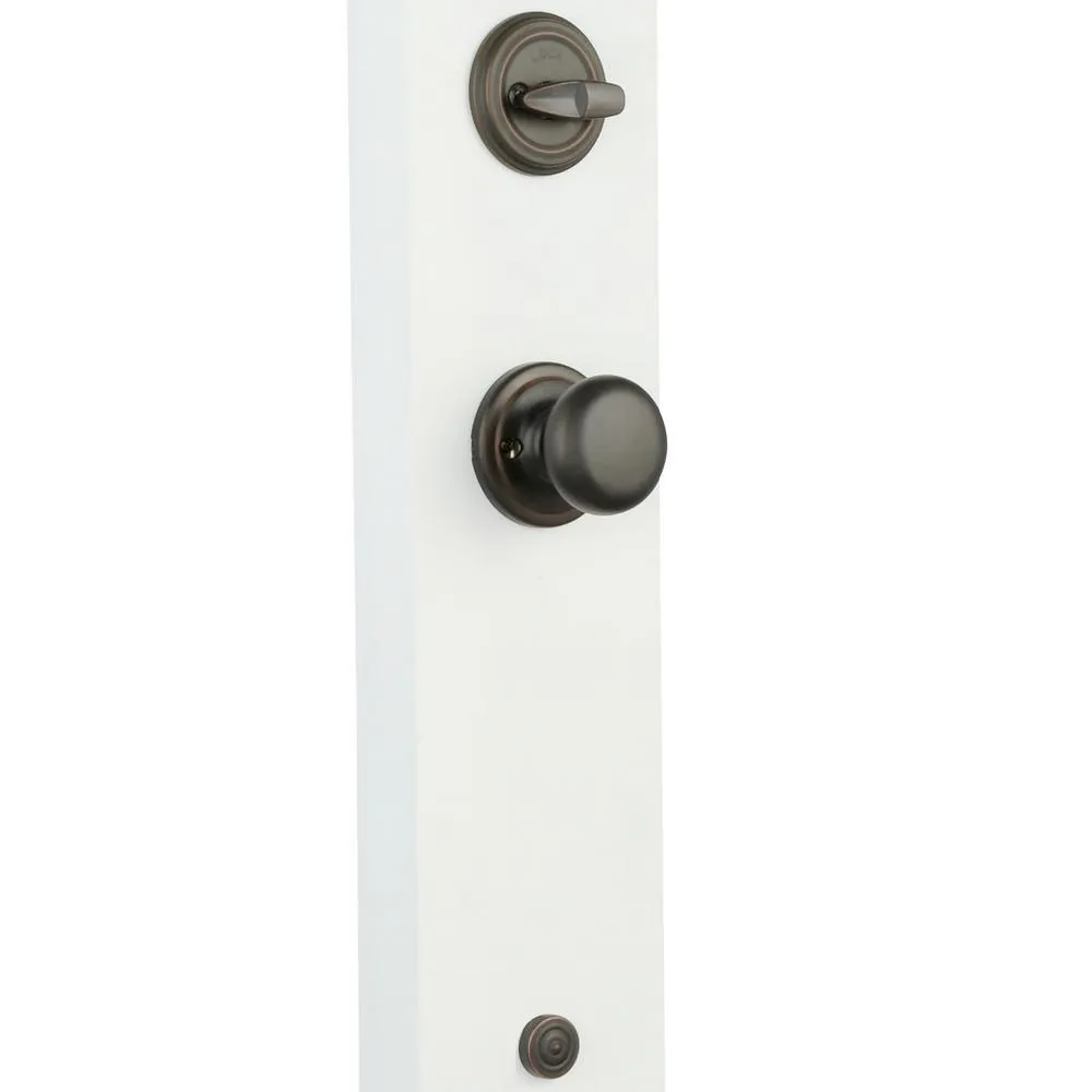 Hawthorne Venetian Bronze Single Cylinder Door Handleset with Juno Door Knob Featuring SmartKey Security, photo 6 of 14