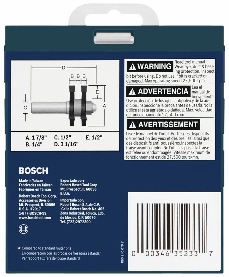 Bosch 1-7/8-in Carbide-Tipped Tongue and Groove Router Bit, photo 4 of 8