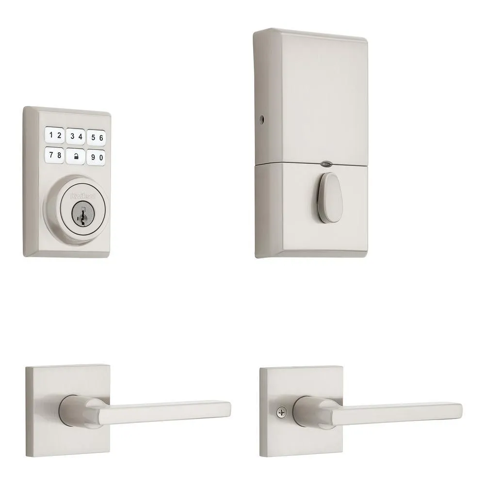 Kwikset SmartCode Contemporary Venetian Bronze Single Cylinder Electronic Deadbolt and Halifax Lever with SmartKey Security, photo 2 of 2