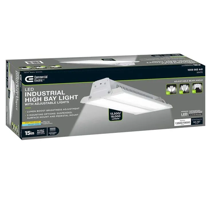 Commercial Electric 15 in.  19000 Lumens 138-Watts Adjustable Beam Multiple CCT & Lumens Integrated LED High Bay Light 120-277V Dimmable, photo 10 of 10