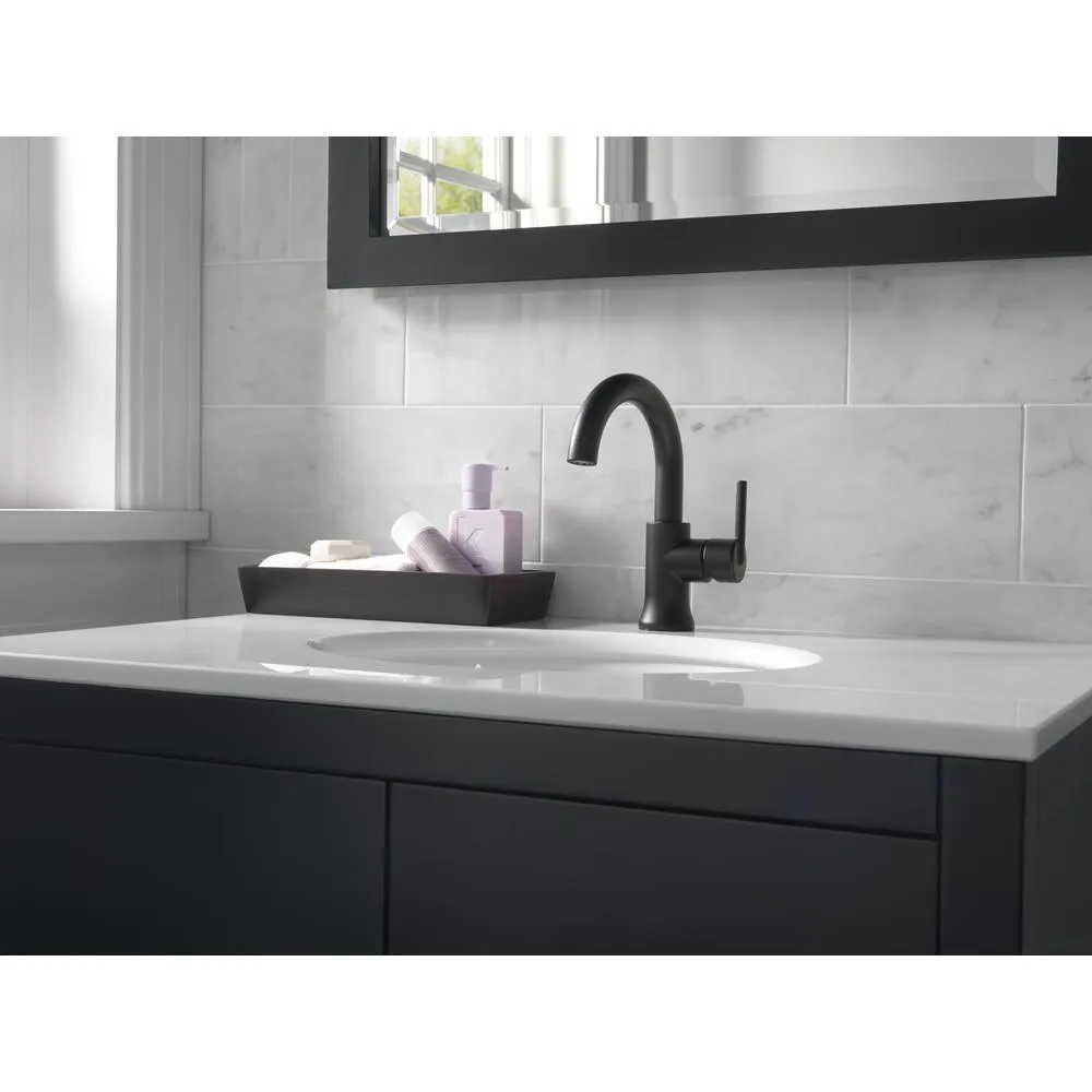 Trinsic Single Hole Single-Handle Bathroom Faucet with Metal Drain Assembly in Matte Black, photo 3 of 10