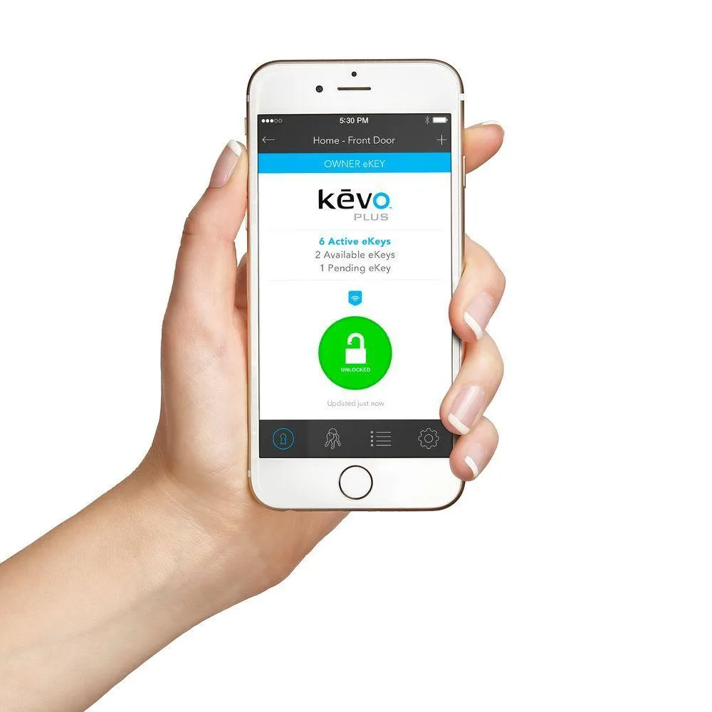 Kwikset Kevo 2nd Gen Satin Nickel Single Cylinder Touch-to-Open Bluetooth Smart Lock Deadbolt Works with Many Smart Devices, photo 8 of 10