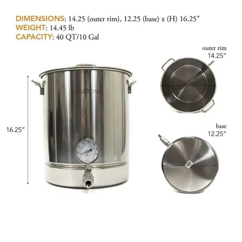 Brew Kettle Complete Kit 40 qt. Stainless Steel Stock Pot